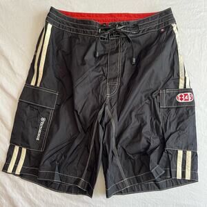 Victorinox Mens Swim Trunks Board Shorts Black Red White Size Medium